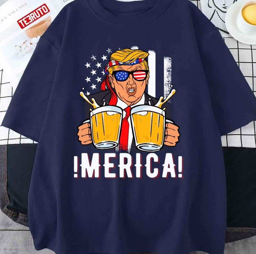 Beer Trump 'merica Funny Trump Patriot Funny 4th Of July Unisex Sweatshirt