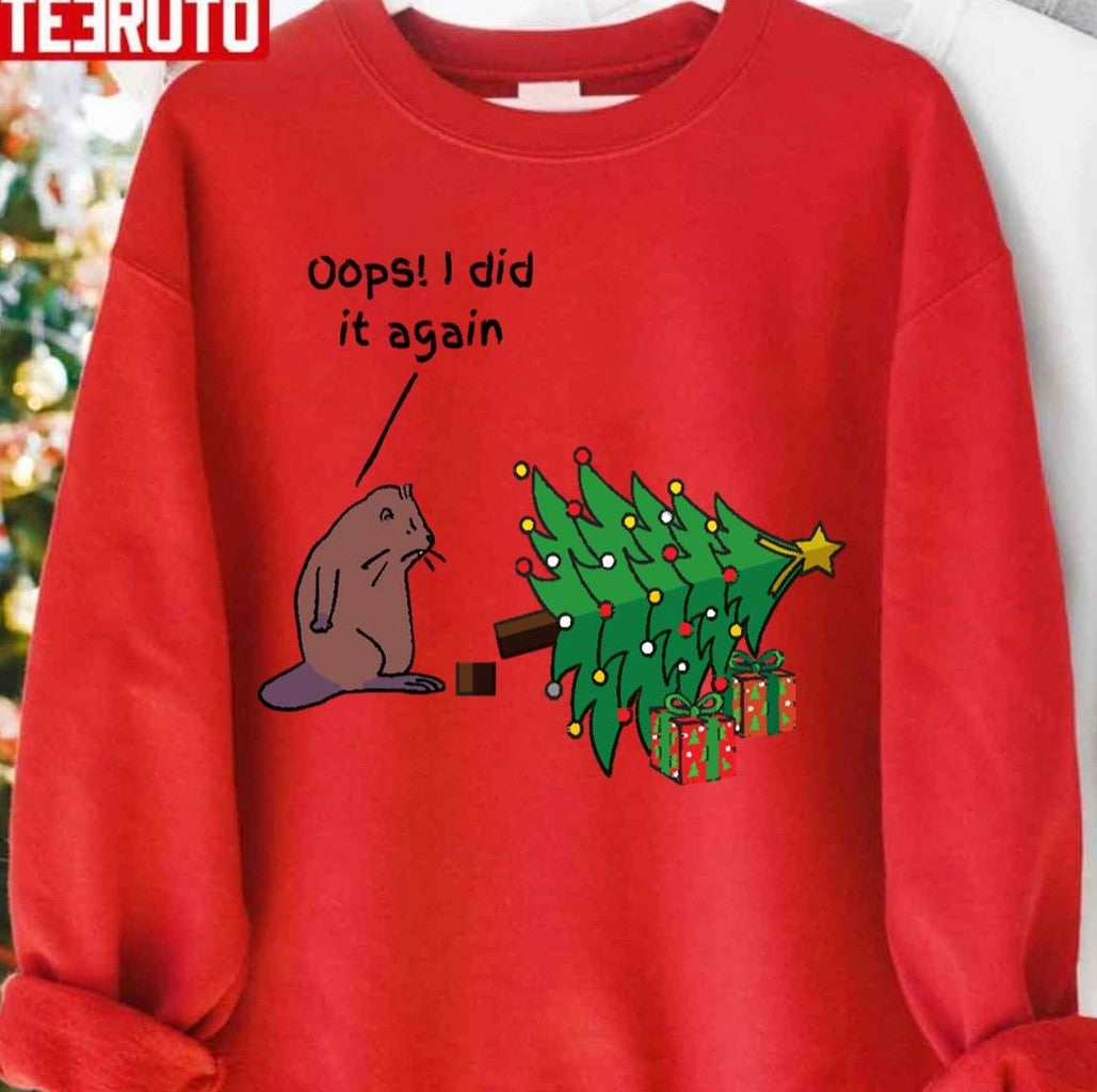 Oops! I Did It Again Funny Christmas Beaver Britney Spears Unisex Sweatshirt