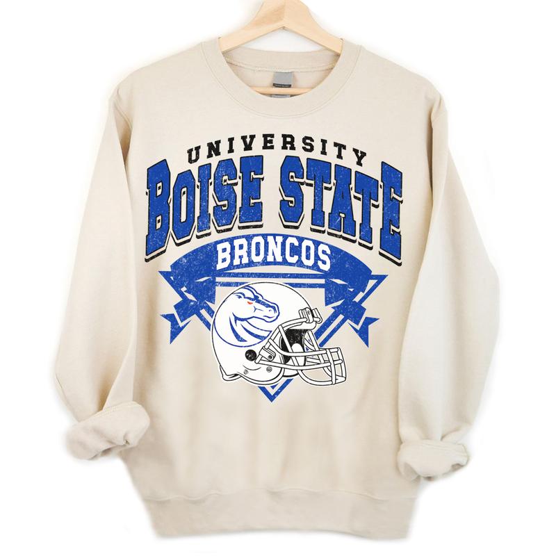 Boise State Broncos Vintage NCAA Sweatshirt, University Football Shirt, Classic Gift for Fans, Casual Wear, Unisex Cotton Comfortable Style, Sport