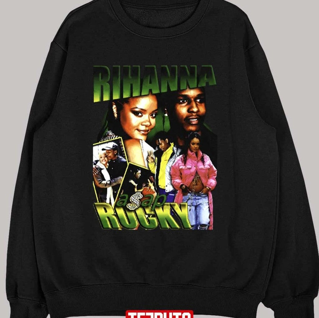 Rihanna Asap Rocky R&amp;b Music Hip Hop Vintage 90s Bootleg Unisex T-Shirt