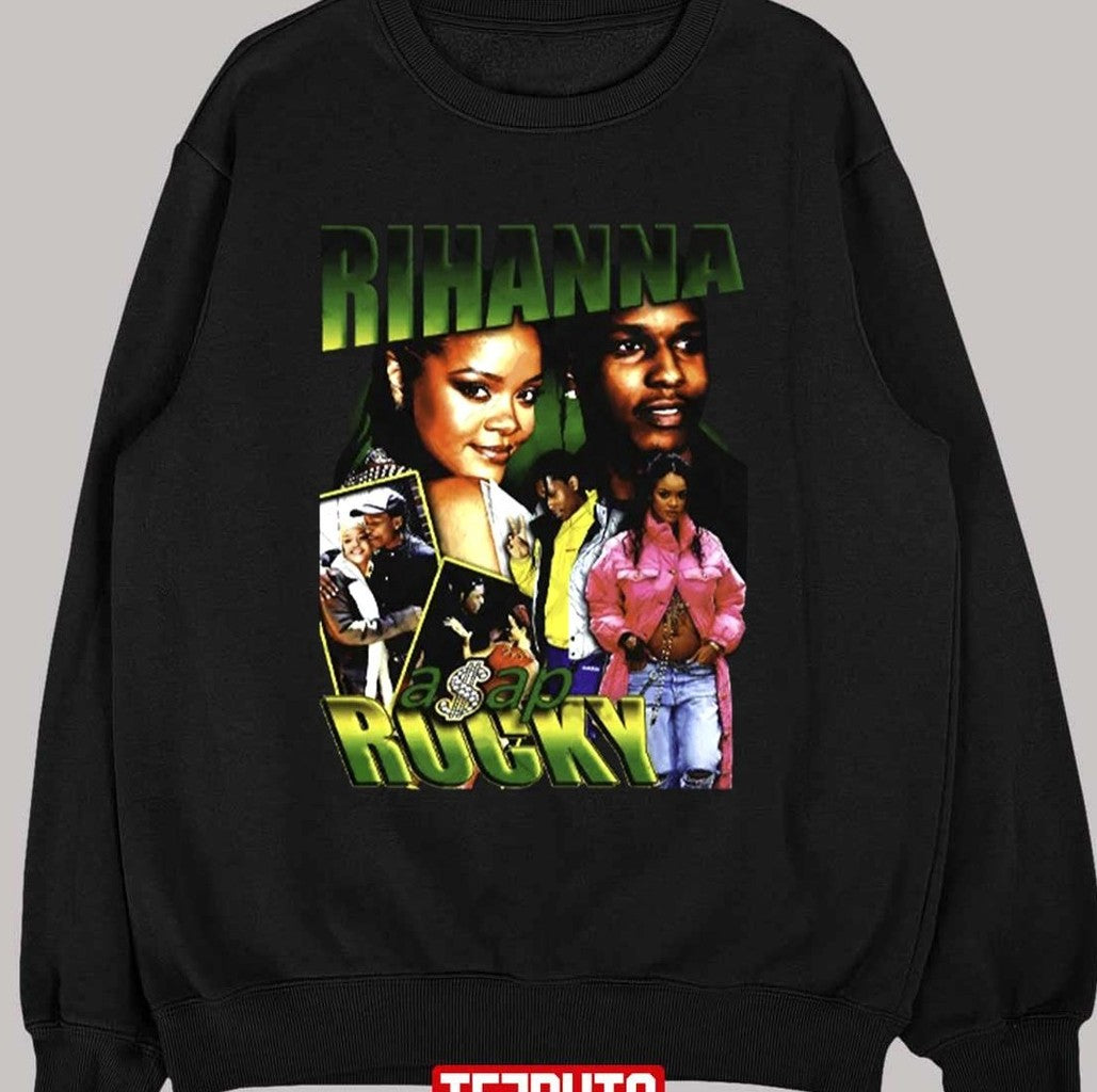 Rihanna Asap Rocky R&amp;b Music Hip Hop Vintage 90s Bootleg Unisex T-Shirt