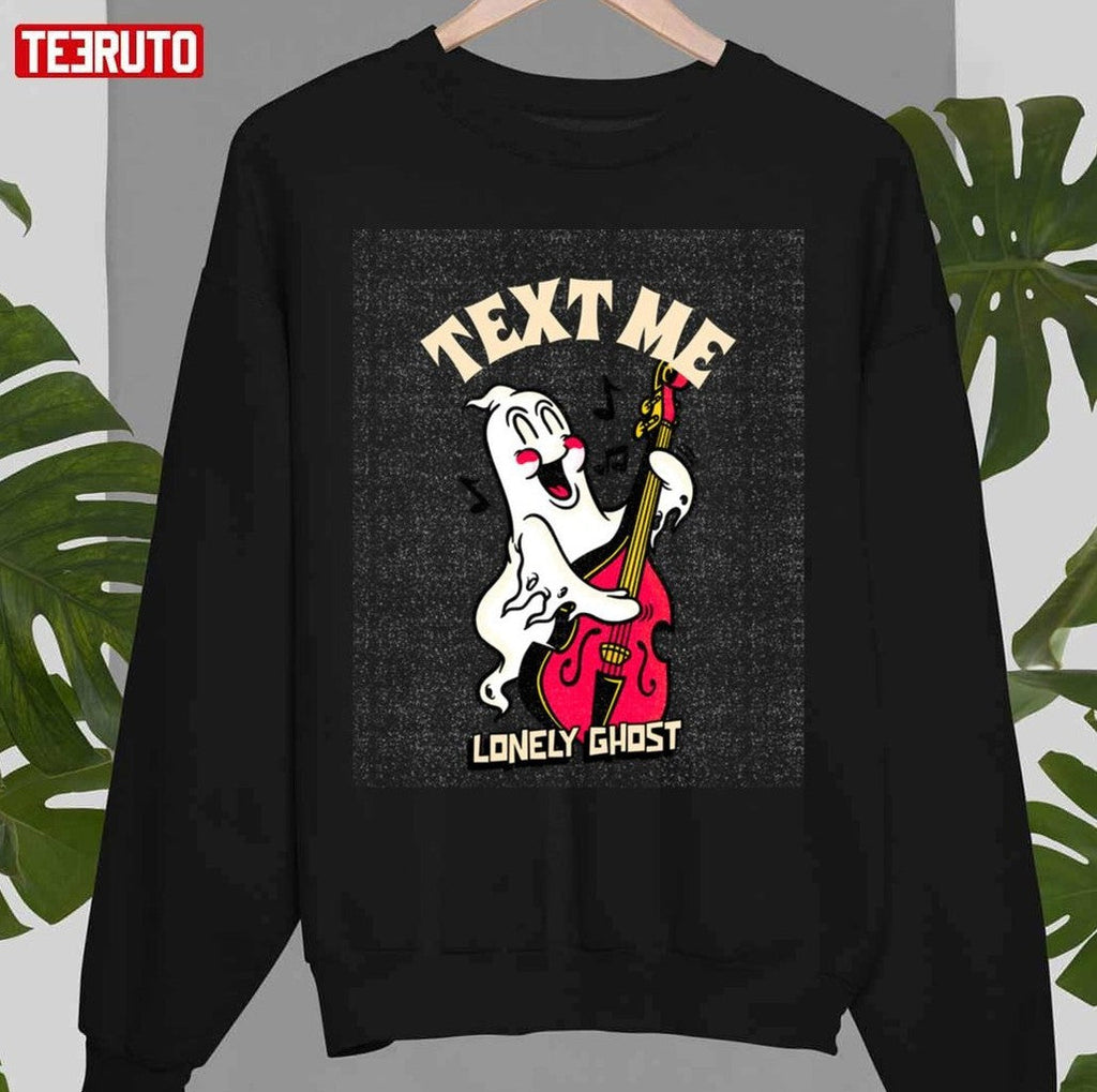 Text Me Lonely Ghost Playing Guitar Singing Unisex T-Shirt