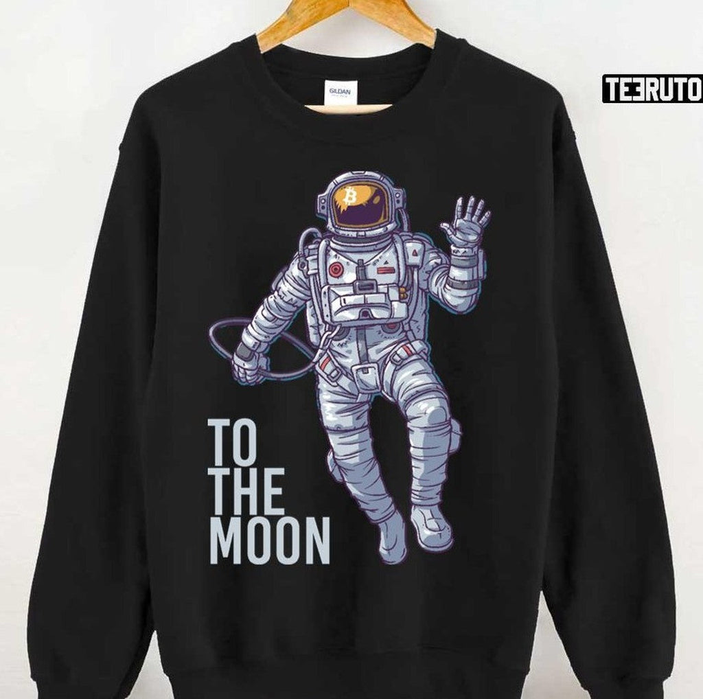 Bitcoin Astronaut To The Moon Light Text Unisex Sweatshirt
