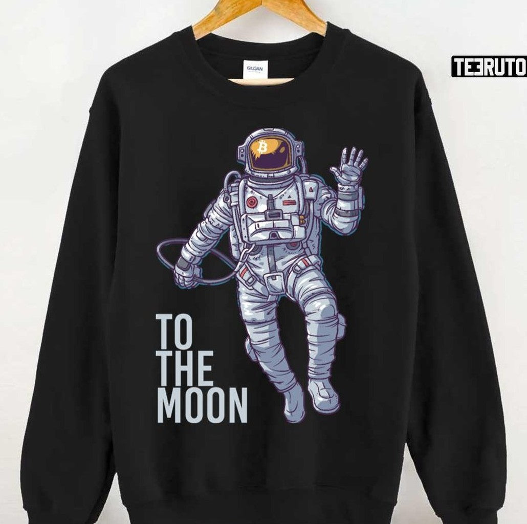 Bitcoin Astronaut To The Moon Light Text Unisex Sweatshirt