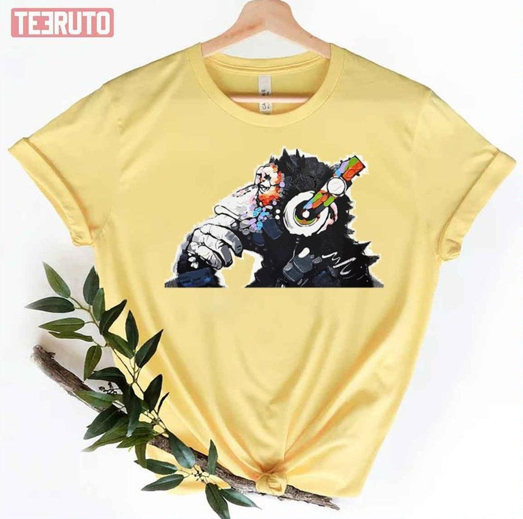Banksy Funky Monkey Dj Headphones Graffiti Street Art Unisex T-Shirt