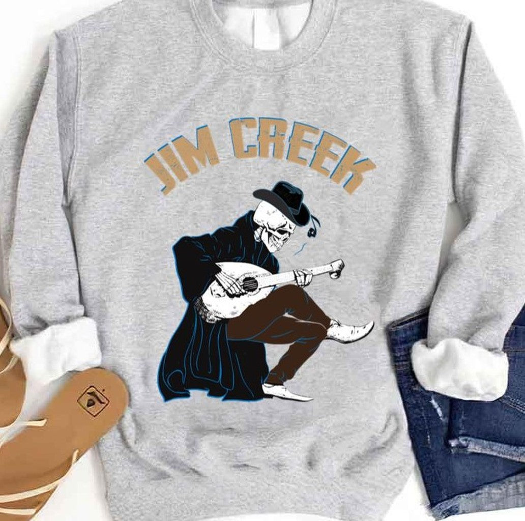 Skeleton Guitarist Play Guitar Jim Creek Art Unisex Sweatshirt