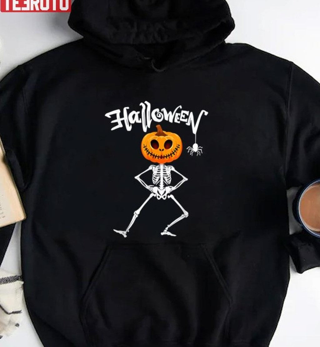 Skeleton Pumpkin Head Halloween Scary Cute Unisex Sweatshirt