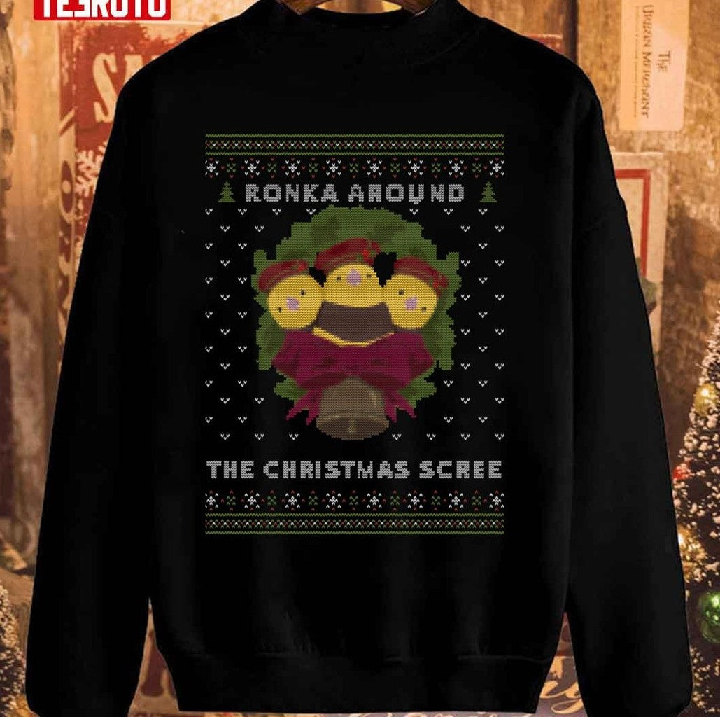 Ronka Around The Christmas Scree Ugly Christmas Ugly Pattern Unisex Sweatshirt
