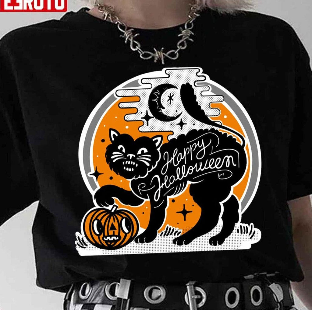 Black Cat Halloween Unisex T-Shirt