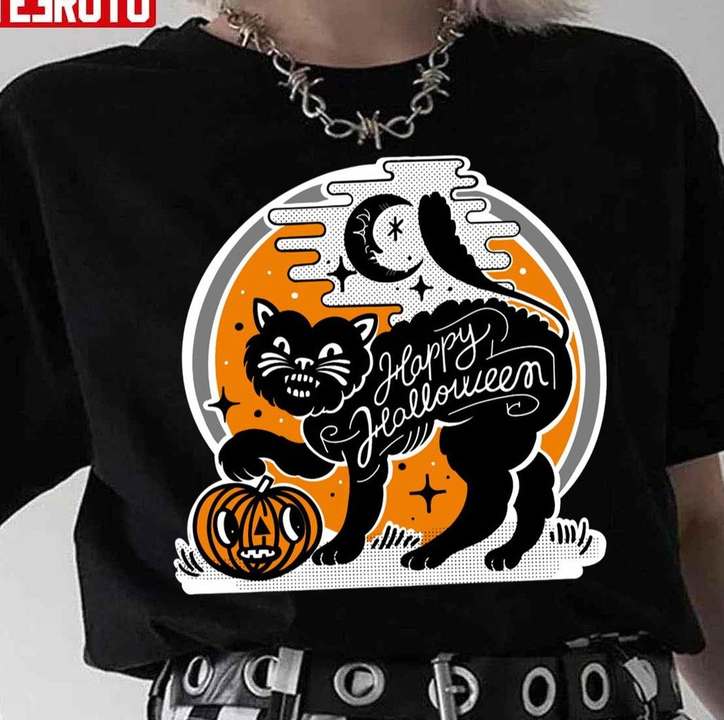 Black Cat Halloween Unisex T-Shirt