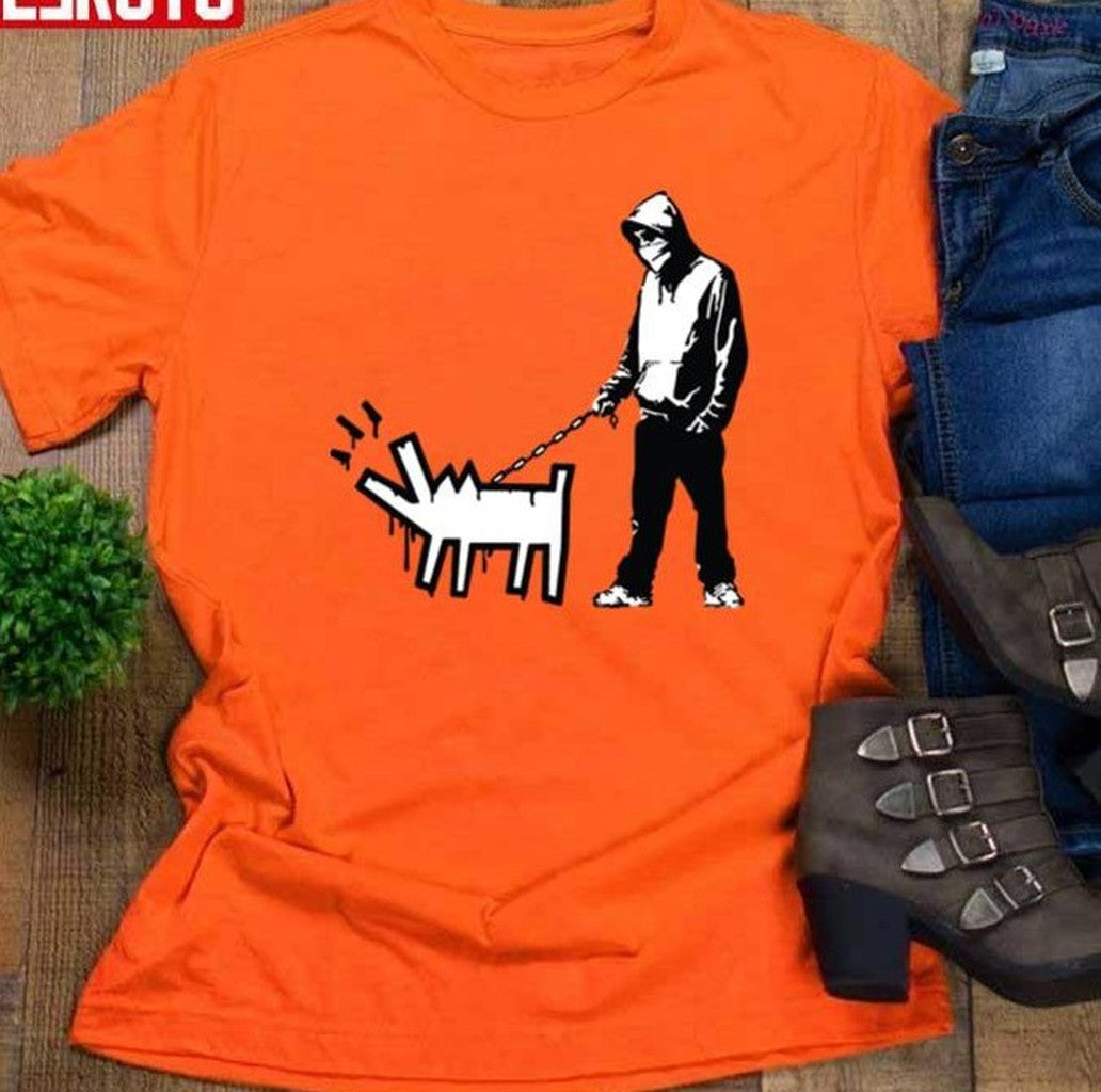 Banksy Thug With A Barking Dog! Unisex T-Shirt