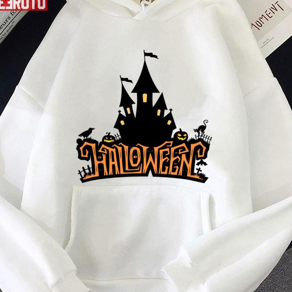 Spooky Halloween Lettering With Castle Unisex Sweatshirt