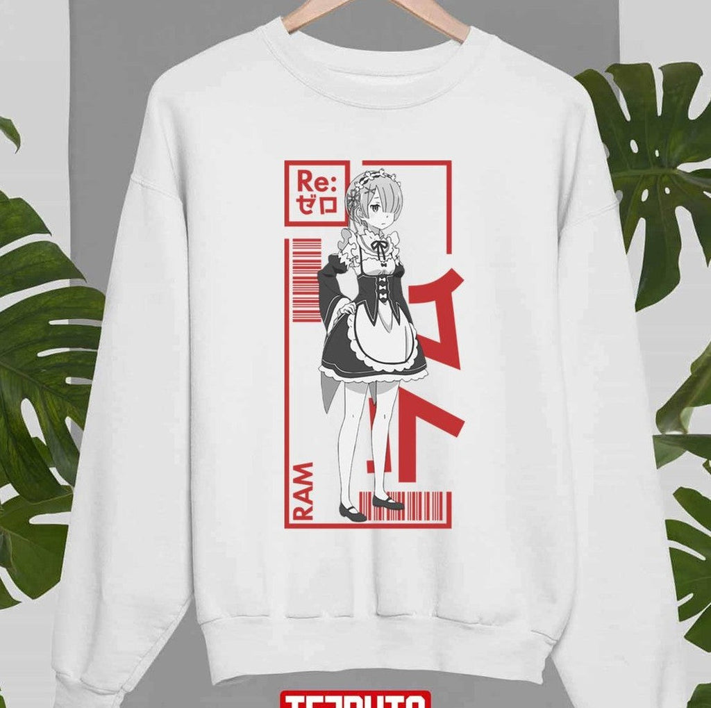 Oni Village Girl Ram Rezero Anime Typography Unisex Sweatshirt