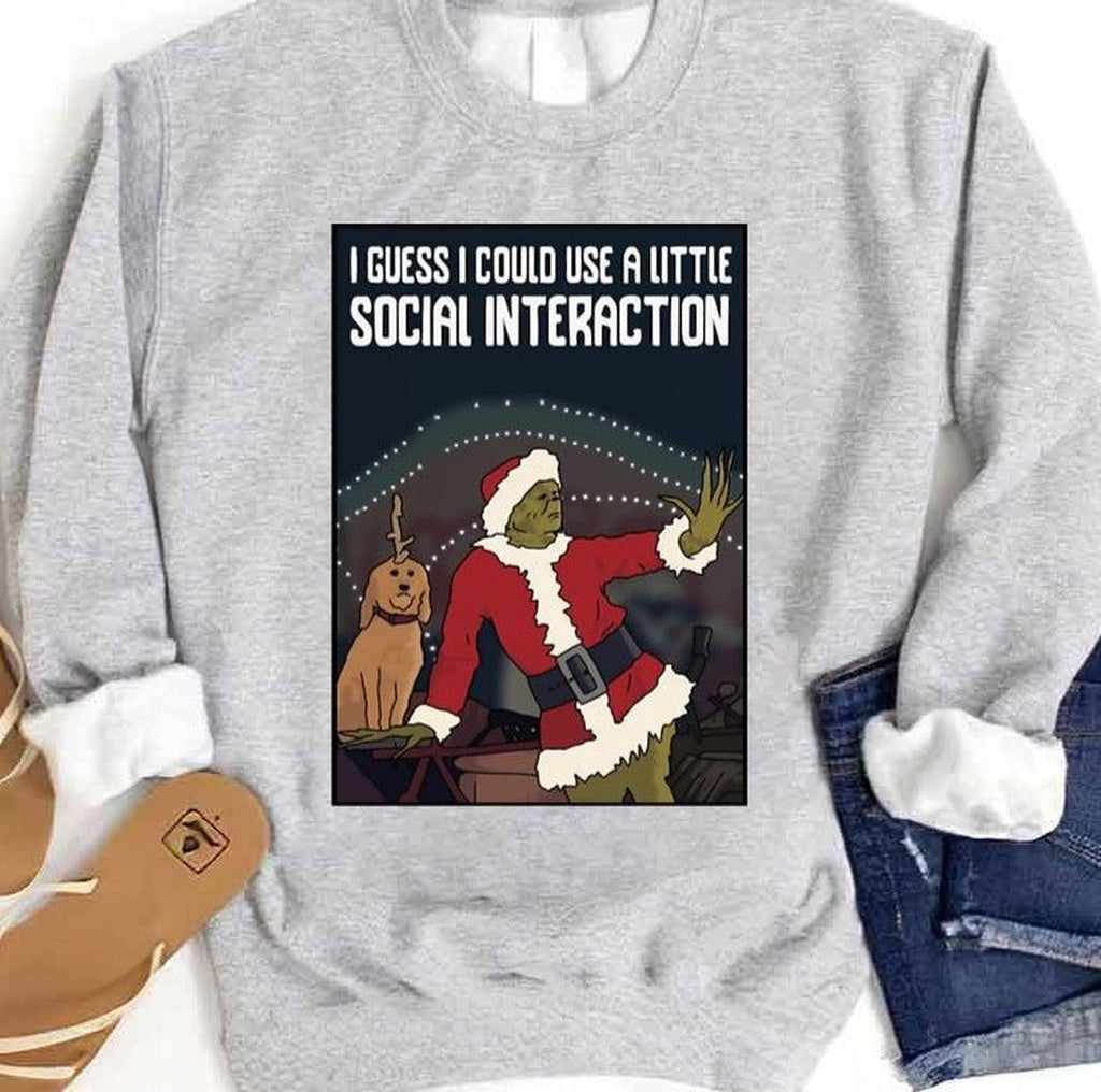 Social Interaction Grinch Christmas Unisex Sweatshirt
