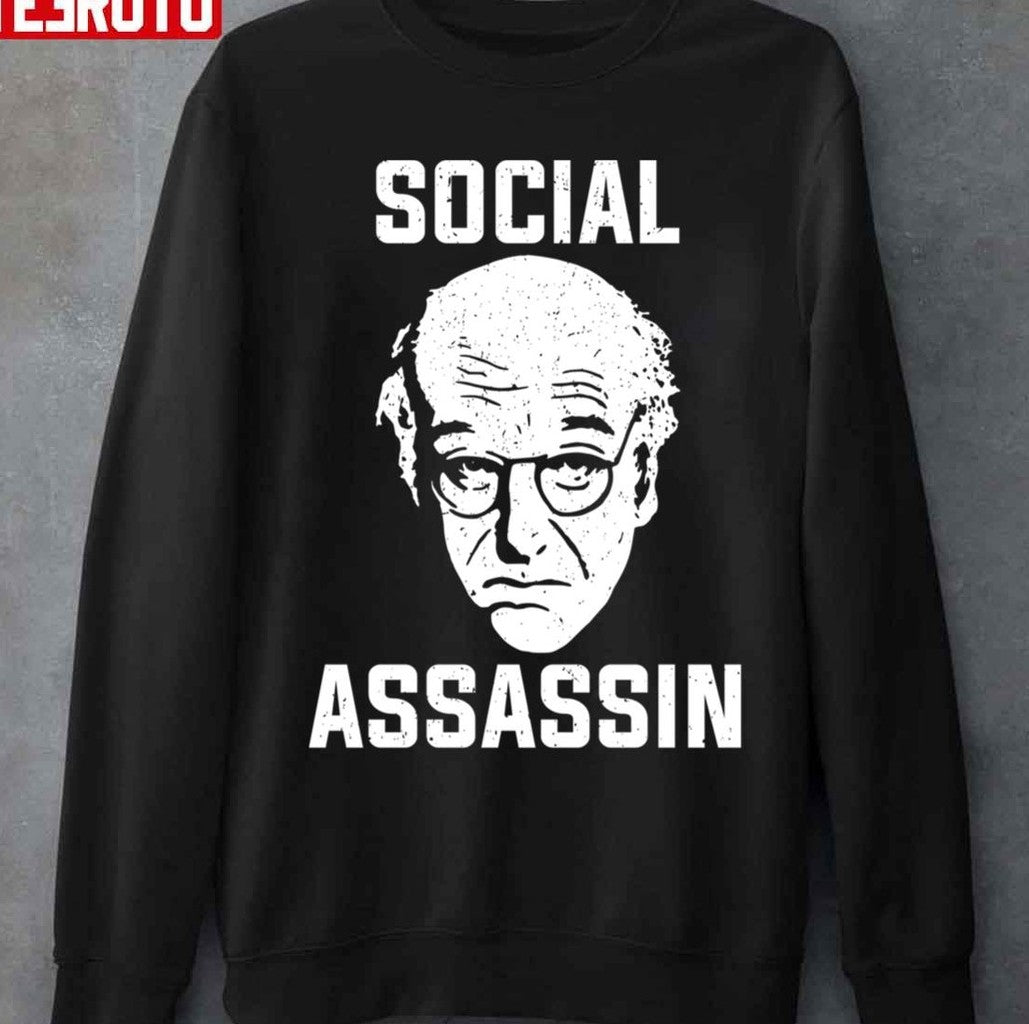Social Assassin Larry David White Portrait Unisex Hoodie