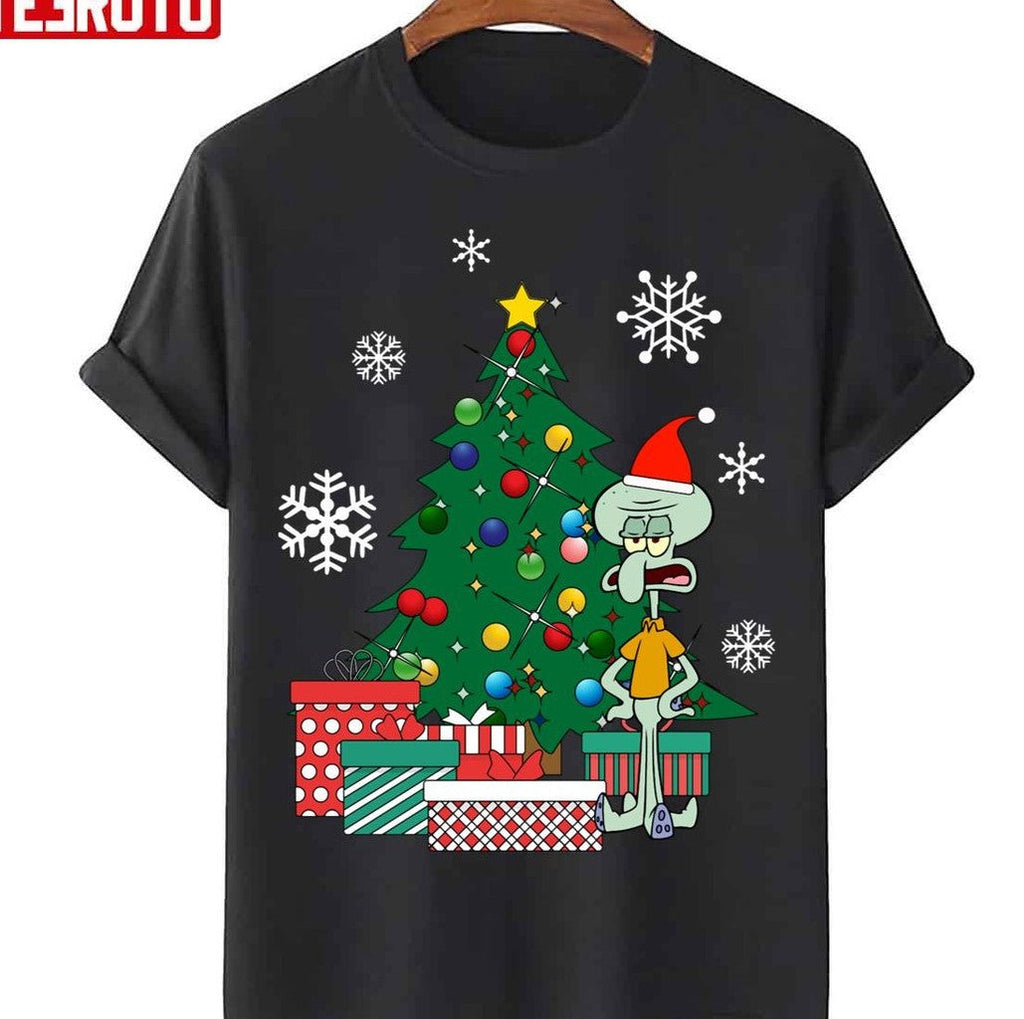Squidward Tentacles Around The Christmas Tree Halloween Unisex T-Shirt