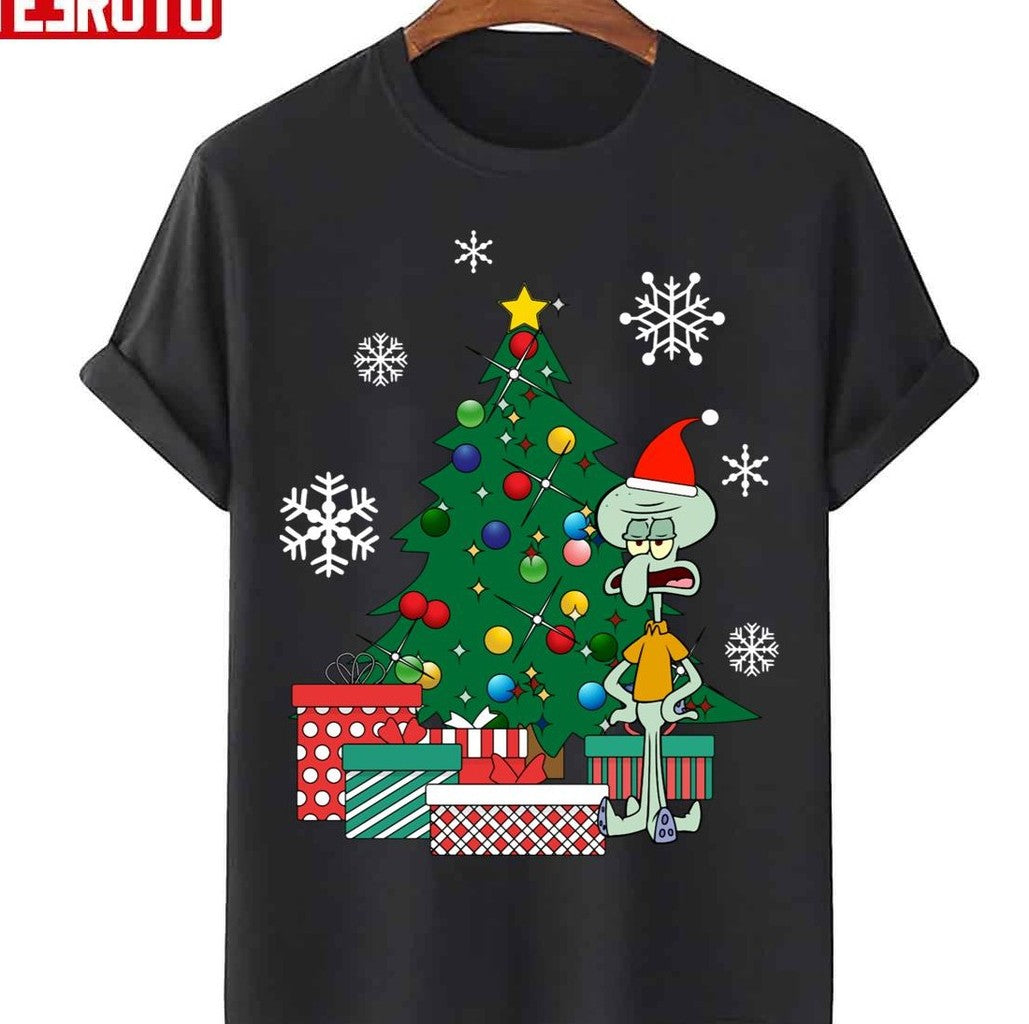 Squidward Tentacles Around The Christmas Tree Halloween Unisex T-Shirt