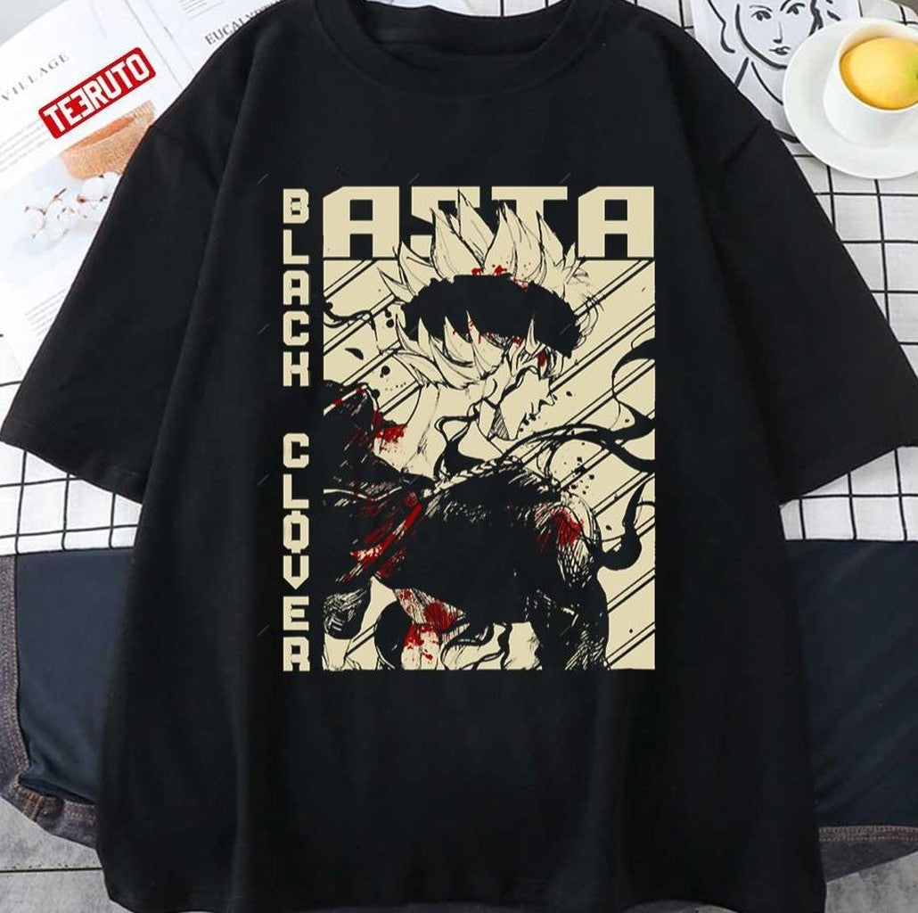 Asta Anime Black Burakku Kurōbā Anime Grunge Border Black Clover Unisex T-Shirt