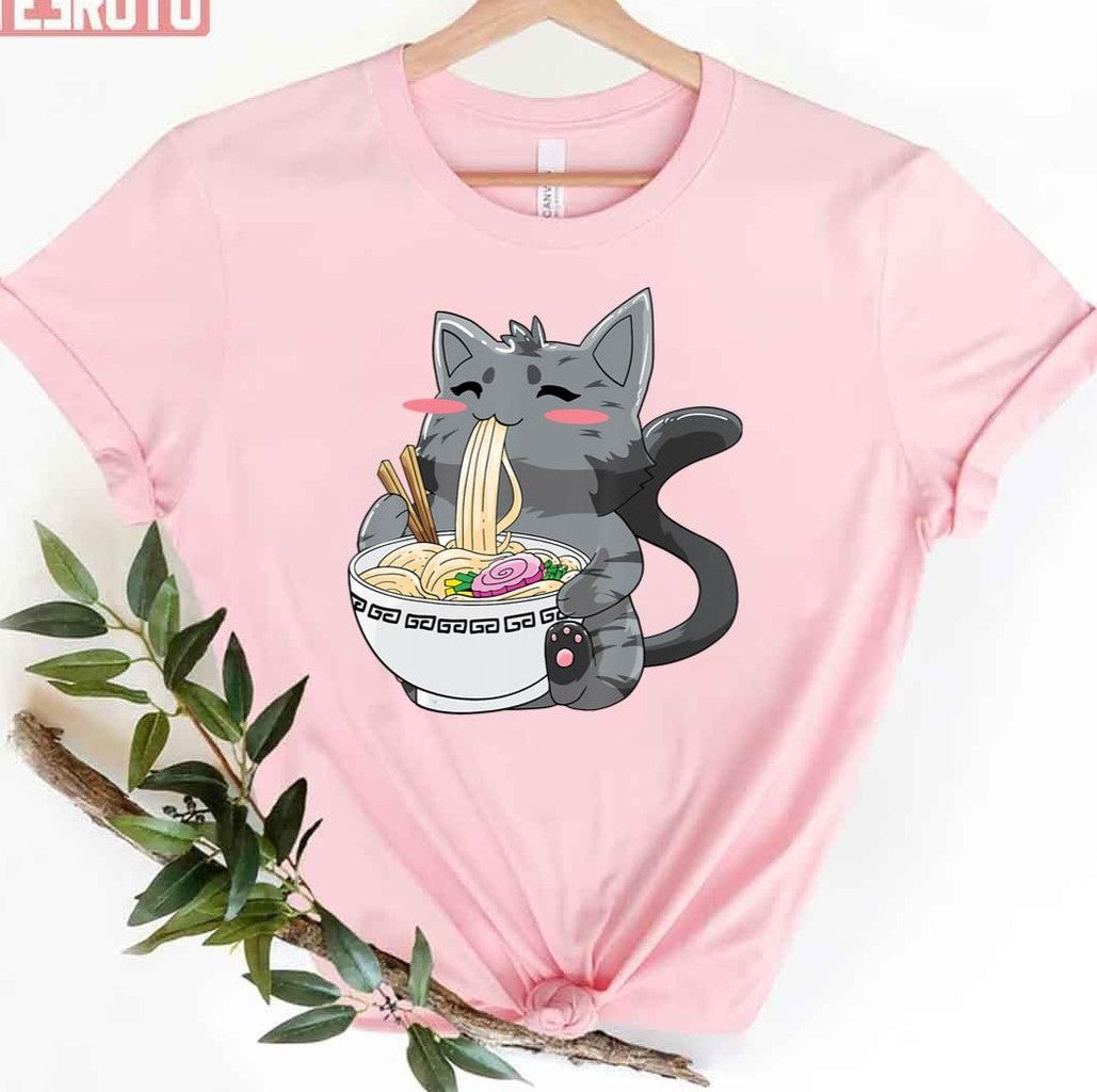 Anime Ramen Cat Kawaii Neko Japanese Noodle Unisex T-Shirt