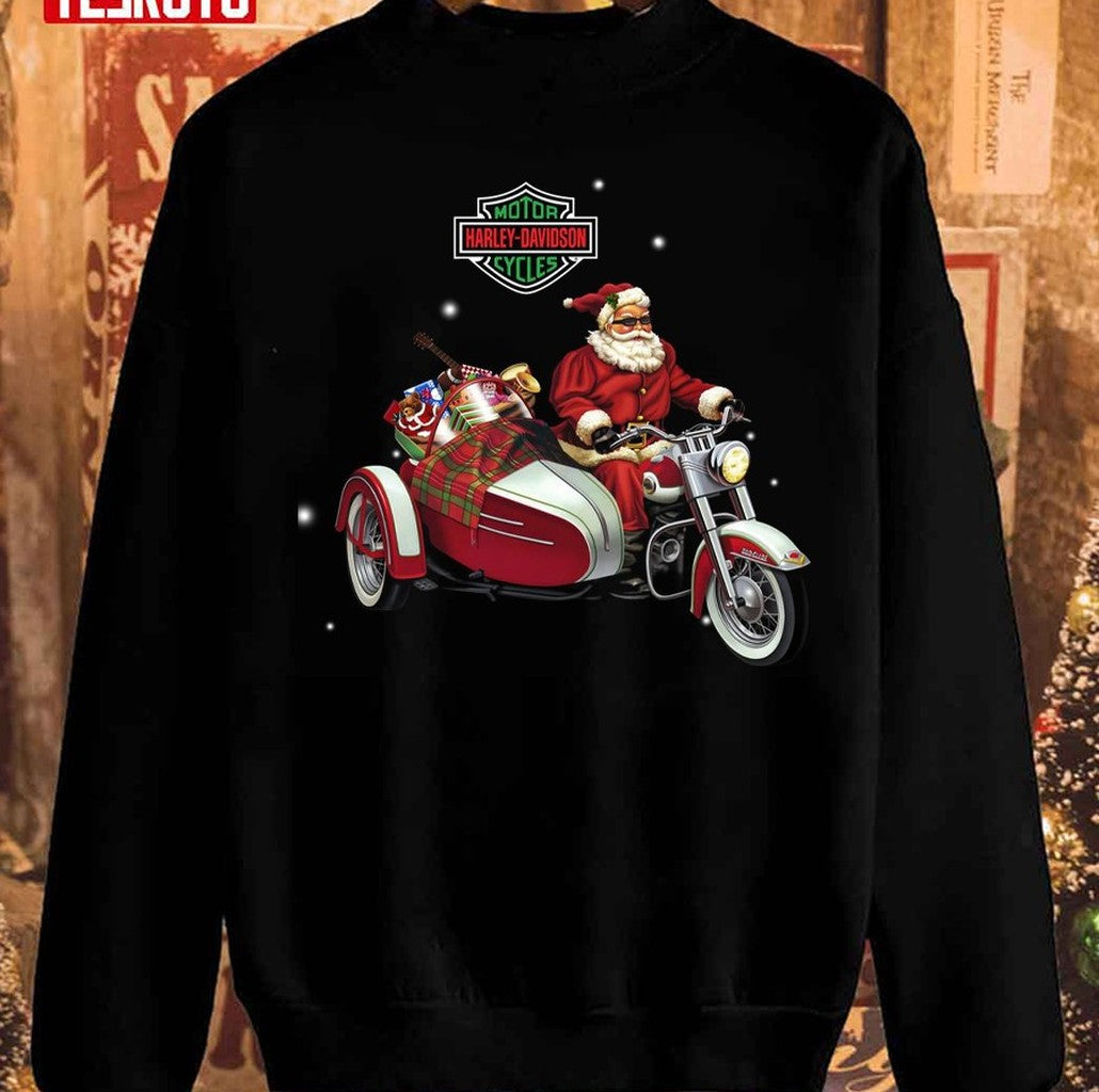 Santa Riding Harley Motorbike Christmas Unisex Sweatshirt