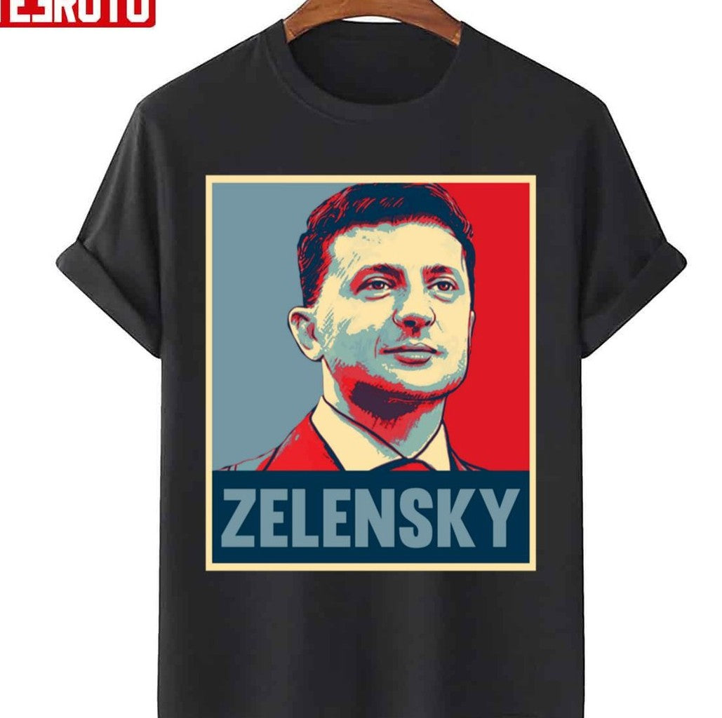 Portrait Ukrainian President Volodymyr Zelensky Hope Art Unisex Sweatshirt