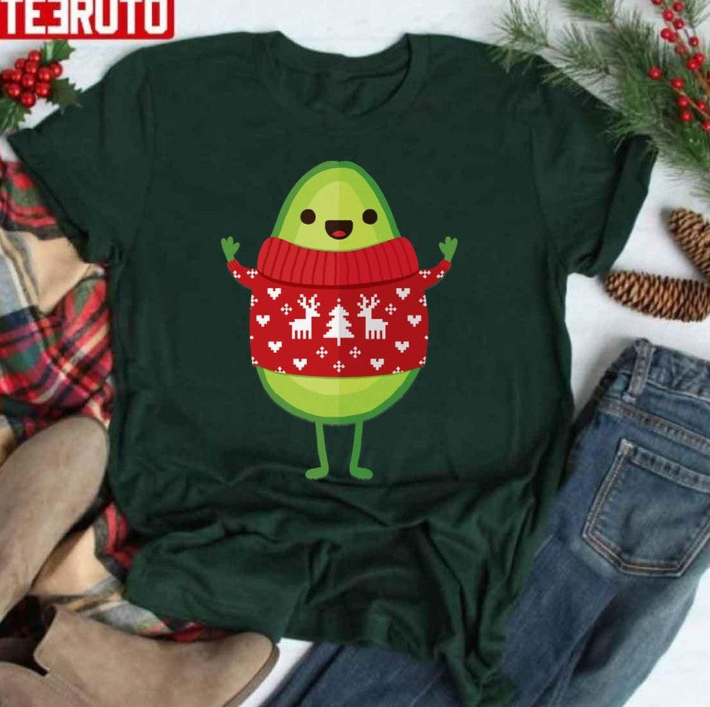 Avocado Wearing Ugly Sweater Merry Christmas Unisex T-Shirt