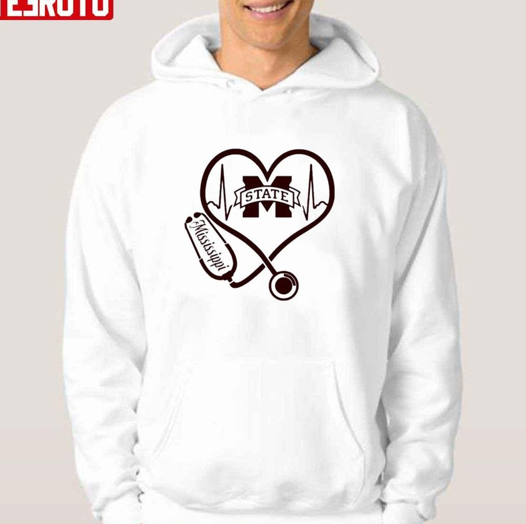 Nurse Love Mississippi State Bulldogs Heartbeat Unisex T-Shirt