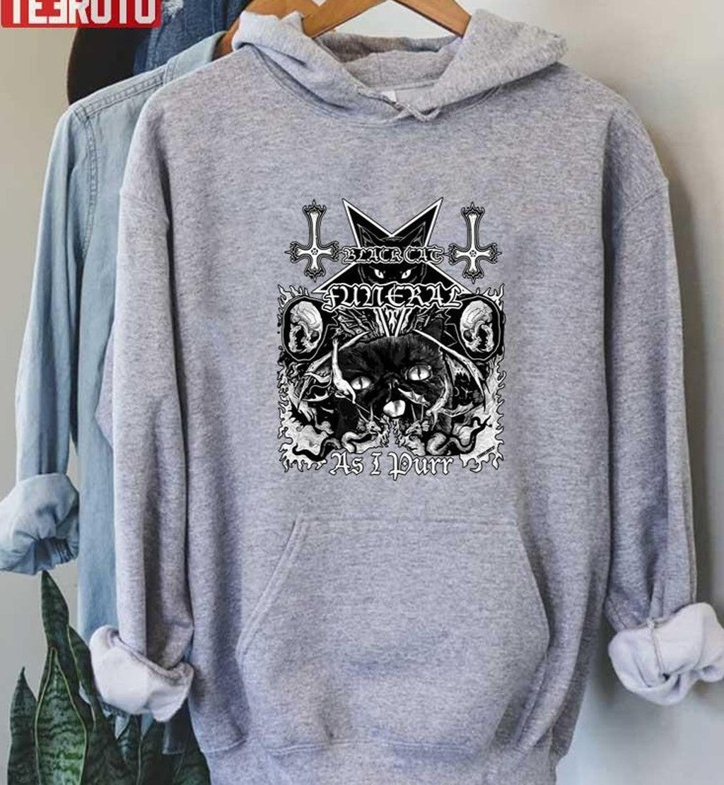 Black Cat Funeral As I Purr Metal Unisex T-Shirt