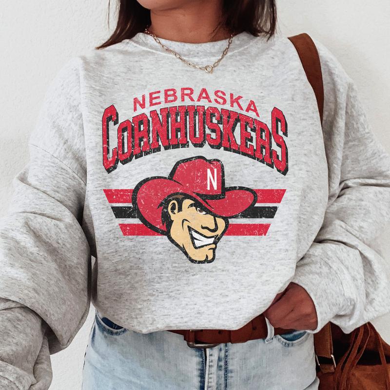 Nebraska Cornhuskers Vintage  Football NCAA Sweatshirt, Vintage Sweatshirt NCAA, Classic Sport Sweatshirt, Gifts For Football Fan Sport