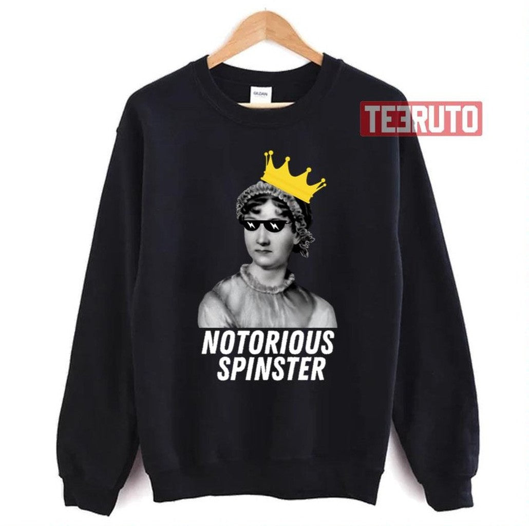 Notorious Spinster White Text Unisex T-Shirt