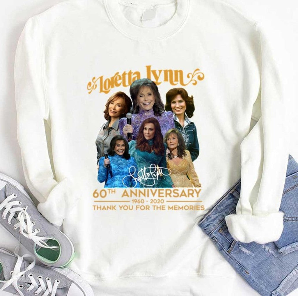 Original 60th Anniversary Signatures Loretta Lynn Singer Songwriter Country Music Gold Albums Unisex Sweatshirt