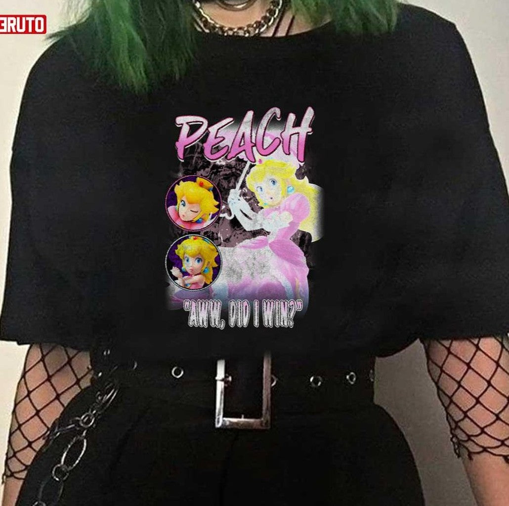 Peach Pink Princess Aww Did I Win Smash Bros Vintage Graphic Unisex T-shirt