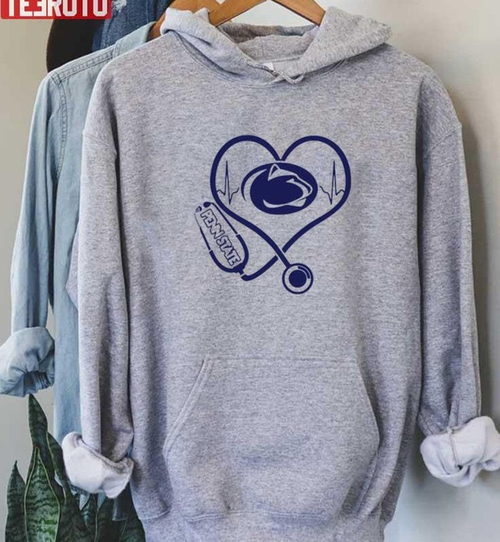 Nurse Love Penn State Nittany Lions Heartbeat Unisex Hoodie