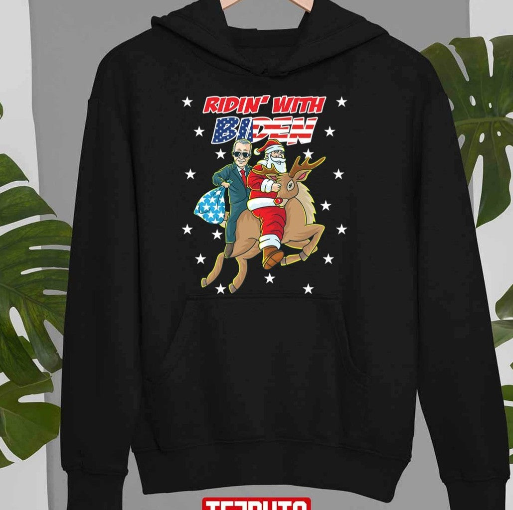 Ridin’ With Biden Christmas Joe Biden Santa Democratic Party Unisex Sweatshirt