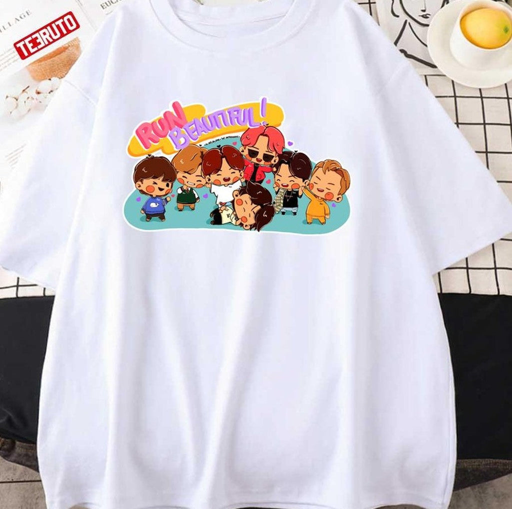 Run Beautiful Run Bts Ot7 Chibi Art Unisex Hoodie
