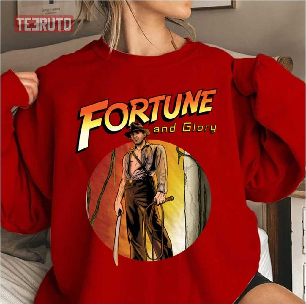 Animated Design Indiana Jones Fortune And Glory Adventurer Unisex Sweatshirt