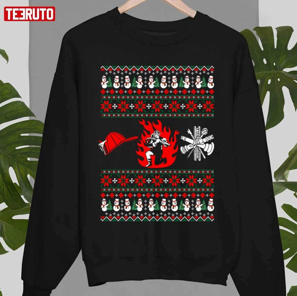 Perfect Gift Merry Firefighter Ugly Christmas Sweater Unisex Sweatshirt