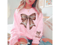Football Bow Sweatshirt T shirt, Football Coquette Hoodie, Football Mom Shirt, Personalized Game Day Sweatshirt, Sleeve,  Football Mom  Sweatshirt, Fo