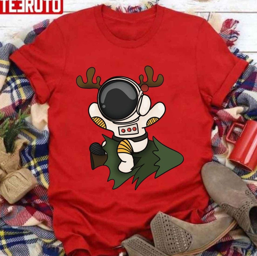 The Deer Astronaut Christmas On Tree Rocket Unisex Sweatshirt