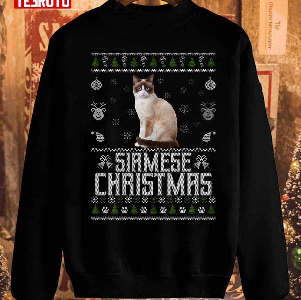 Siamese Christmas Festive Cat Breeds Unisex Sweatshirt