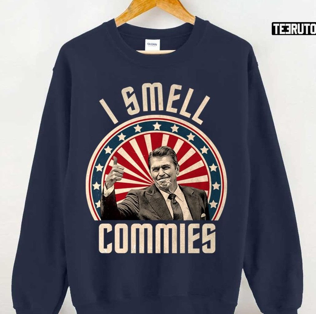 Ronald Reagan I Smell Commies Funny Political Humor Unisex Sweatshirt