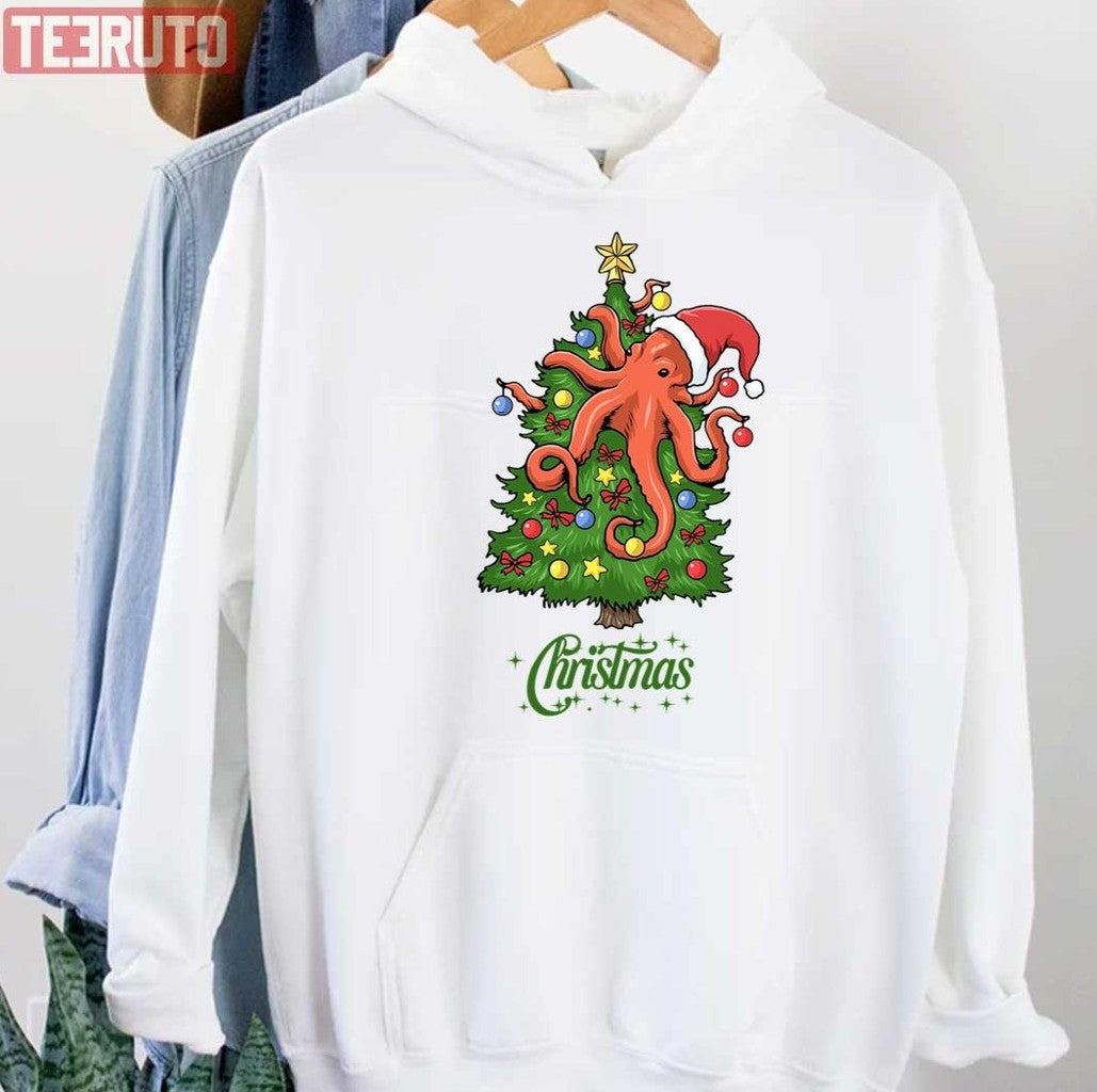 Santa Octopus Santa Animals Funny Unisex Hoodie