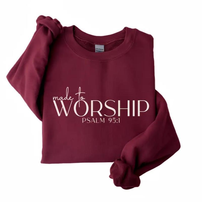 Made to Worship Christian Minimal Bible Verse Sweatshirt, Faith Worship Team, Religious Tee, Jesus Apparel