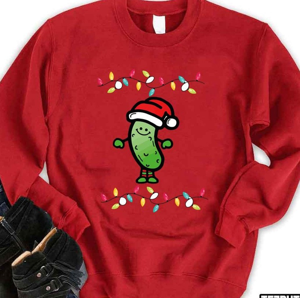 Pickle Christmas With Lights Cute Unisex Sweatshirt