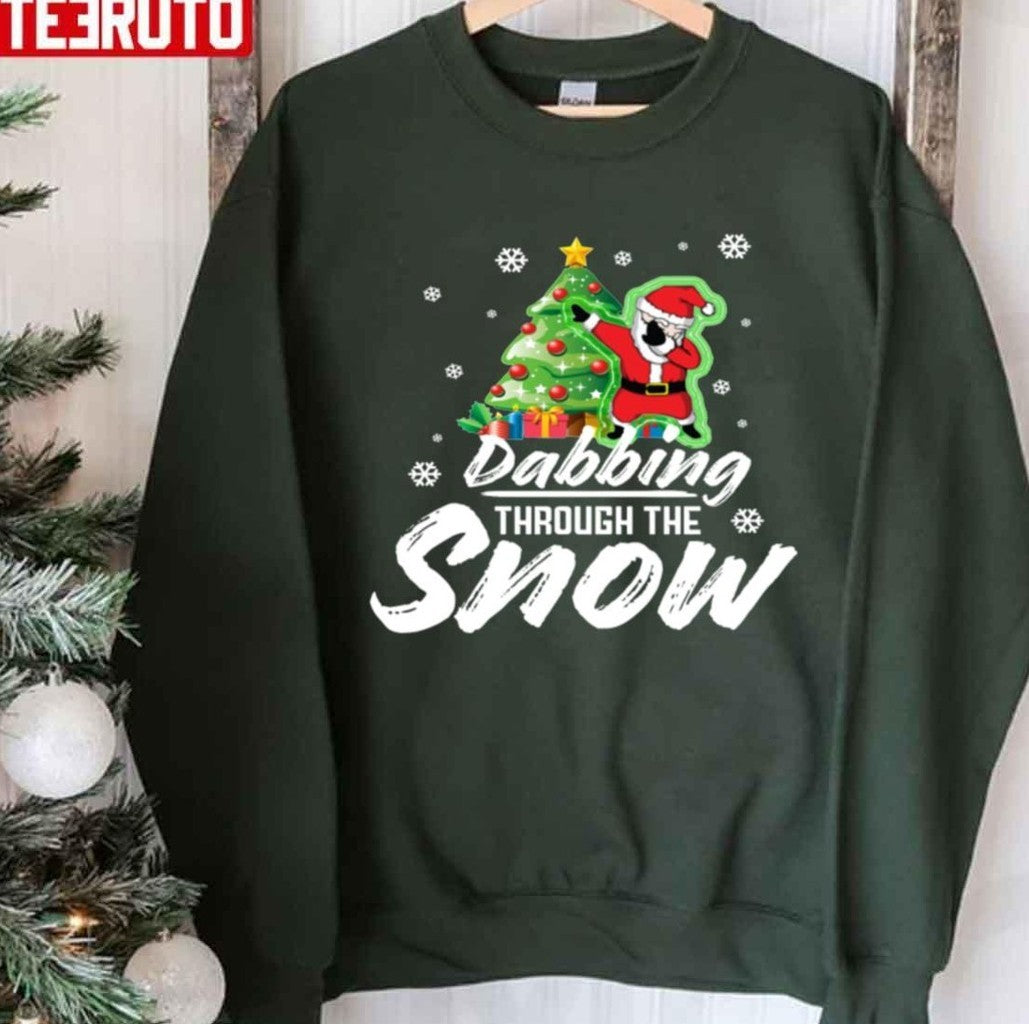 Santa Dabbing Through The Snow Christmas Tree Unisex T-Shirt