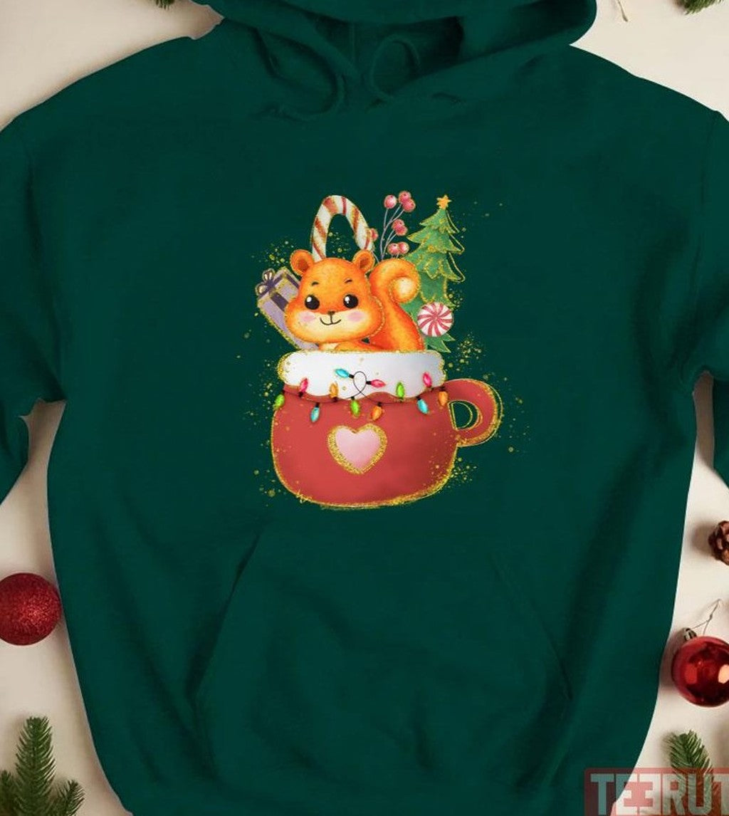 Squirrel In A Cup Merry Christmas Unisex T-shirt