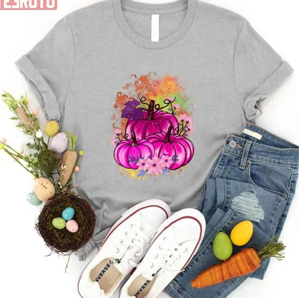 Pink Pumpkin Halloween Artwork Unisex T-Shirt