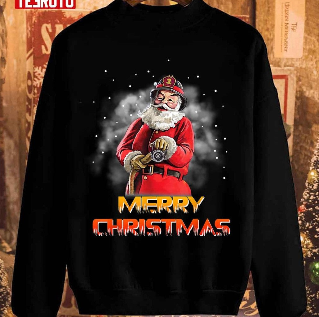 Santa Claus Fireman Firefighter Christmas Unisex Sweatshirt