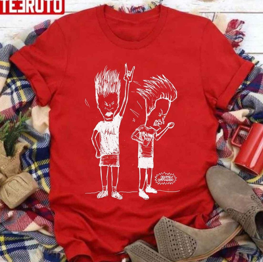 Beavis And Butthead Head Bang Sketch Graphic Funny Unisex T-Shirt