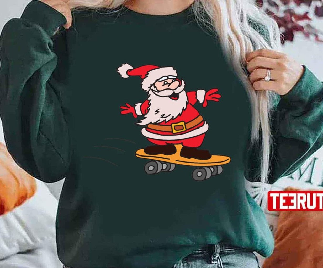 Santa Skateboarding Christmas Unisex Sweatshirt
